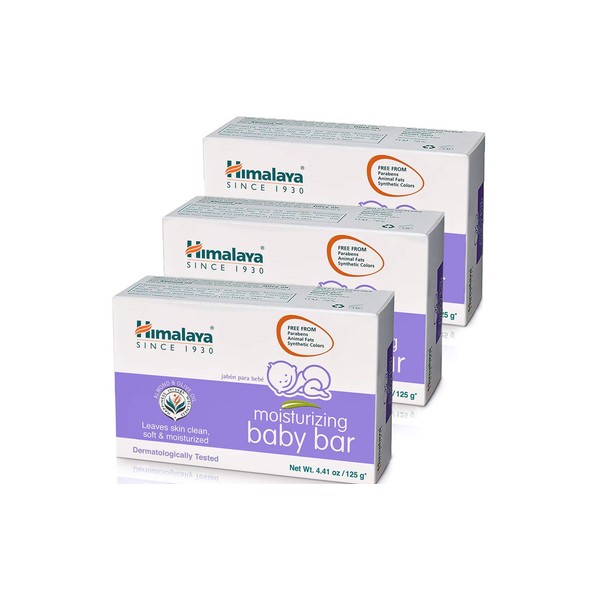 Himalaya Moisturizing Baby Bar, Mild and Moisturizing Bar Soap for Baby, 4.41 oz, 3 Pack