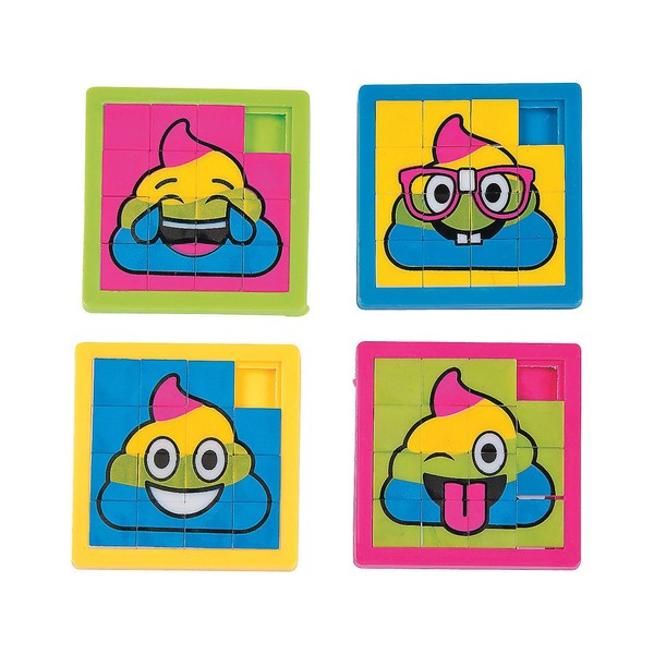 Fun Express Rainbow Poop Emoji Slide Puzzles (Set of 12)