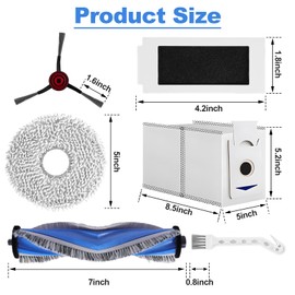 12 Stück Ersatz Zubehör Set für Ecovacs Deebot T30 Pro Omni, Saugroboter Ersatz Zubehör, 2 Seitenbürsten Ersatzteile Set, 1 Hauptbürste, 4 Pro Wischtücher, 2 Staubbeutel, 2 Filter und 1 Bürste