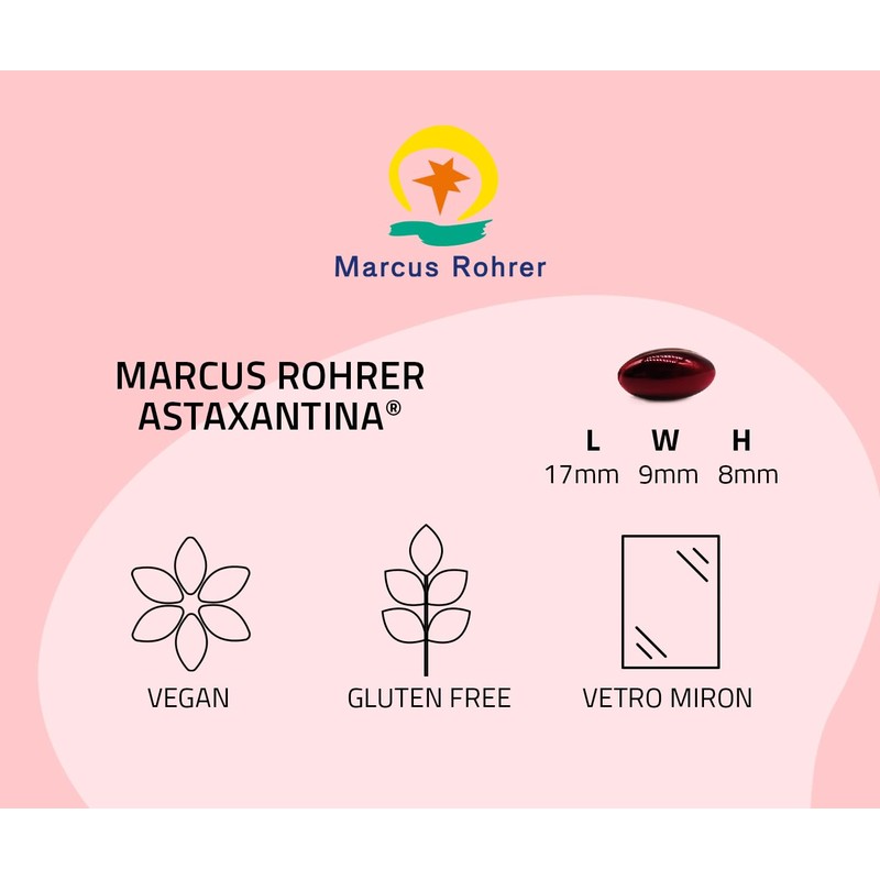 Marcus Rohrer Astaxantina, Integratore Alimentare Antiossidante, Protezione da Sole, Raggi