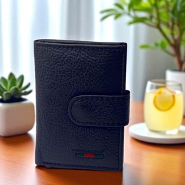 Velluci Pelle Genuine Leather RFID Pop up Credit Card Holder (Black)