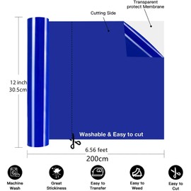 NCRGB Plotter Film Textile, Transfer Film, Vinyl Film Plotter, Ironing Film for Printing, Flex Film Plotter, Textile for DIY T-Shirt and Other Fabrics (Blue, 30.5 x 200 cm)