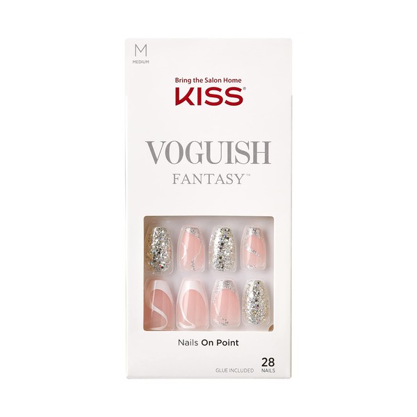 KISS Voguish Fantasy Nails – Fashspiration, Pink & Glittery, Medium