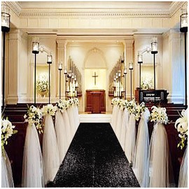 Partisout Aisle Runners for Weddings 2FTx15FT Sequin Wedding Rug Rustic Outdoor Walkway Carpet Ceremony Shimmer Runner for Party Grass Indoor (Black)