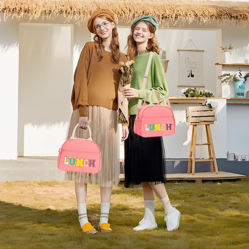 Lunch Bag for Women, Large Insulated Lunch Bag with Chenille