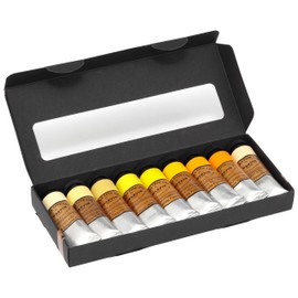 Charvin Extra Fine Professional Artist Oil Paint Set of 9 Shades of Yellow - 20ml - Triple-Milled for Smoothness, Rich Texture, Poppy Oil-Based, Light-Fast, Handmade Oil Color Paints for Professionals