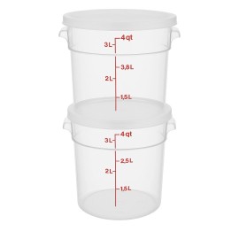 Cambro 4 Qt Round Food Storage Containers w/ Lids 3-Pack BPA-Free