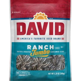 David, Sunflower Seeds, Roasted & Salted, Ranch, 5.25oz Bag (Pack of 2)