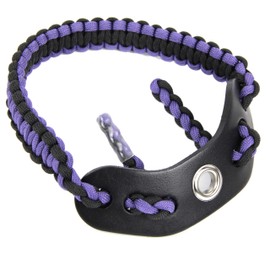 SUNYA Archery Bow Wrist Sling, 550 Paracord Strap Comfortable on Hand.100% Full Grain Leather Yoke, Multiple Camo Colors.Fit Compound Bow Stabilizer & Recurve. (Purple Magma 25)