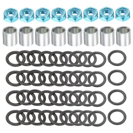 PATIKIL Skateboard Truck Hardware Kit, Skateboard Truck Lock Nuts Axle Washers Spacer Speed Rings Repair Set for Longboard Cruiser, Silver Black Blue