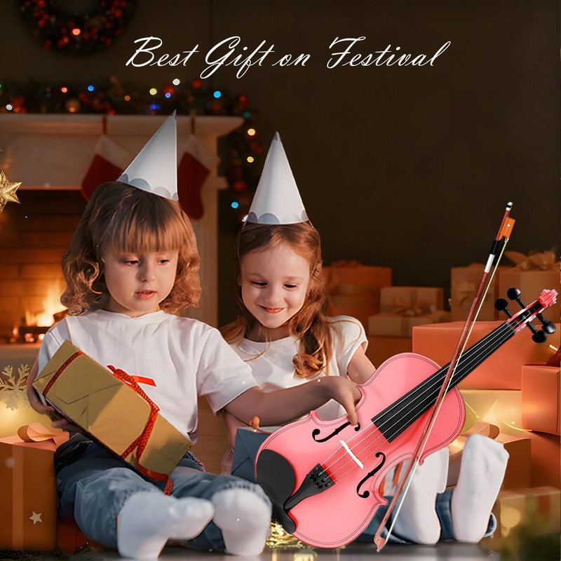 1/8 Beginner Violin Kit, Complete Violin Set with Case, Bow,
