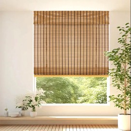 Bamboo Blinds, Shades Roman for Windows Window Home Patio & Shade 23" W X 71" H - Light Filtering Cordless Blinds for Interior Windows - Real Natural Bamboo Material - Mounting Hardware Included