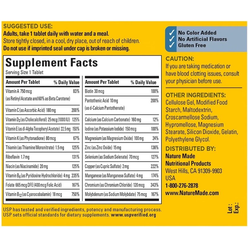 Nature Made Multivitaminas Para Hombres 90 Tabletas