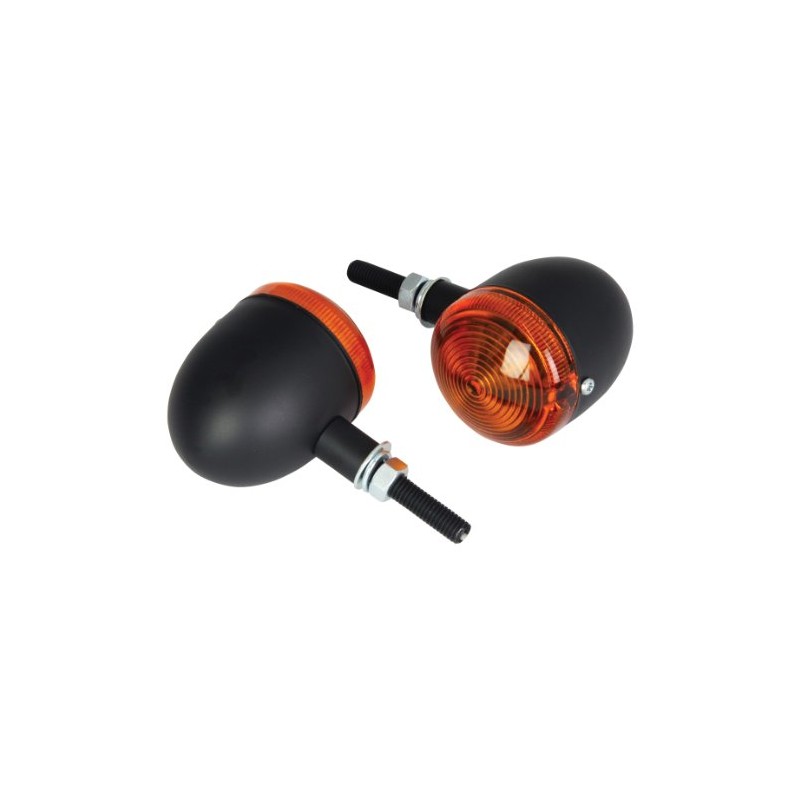 Motorcycle Short Stem Bullet Indicators With Black Body And Amber