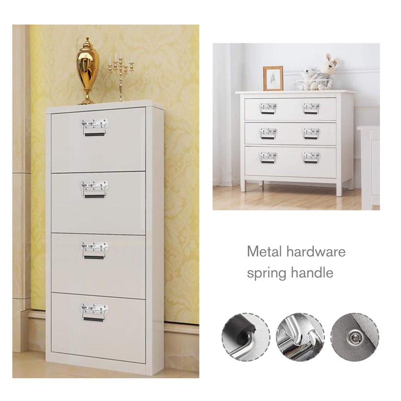 4 Pcs 304 Stainless Steel Folding Spring Handle with Black