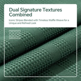 Dark Green Shower Curtain Waffle Weave Shower Curtain Striped Fabric Shower Curtains for Bathroom, Green Bathroom Decor, (72Wx72H, Dark Green)