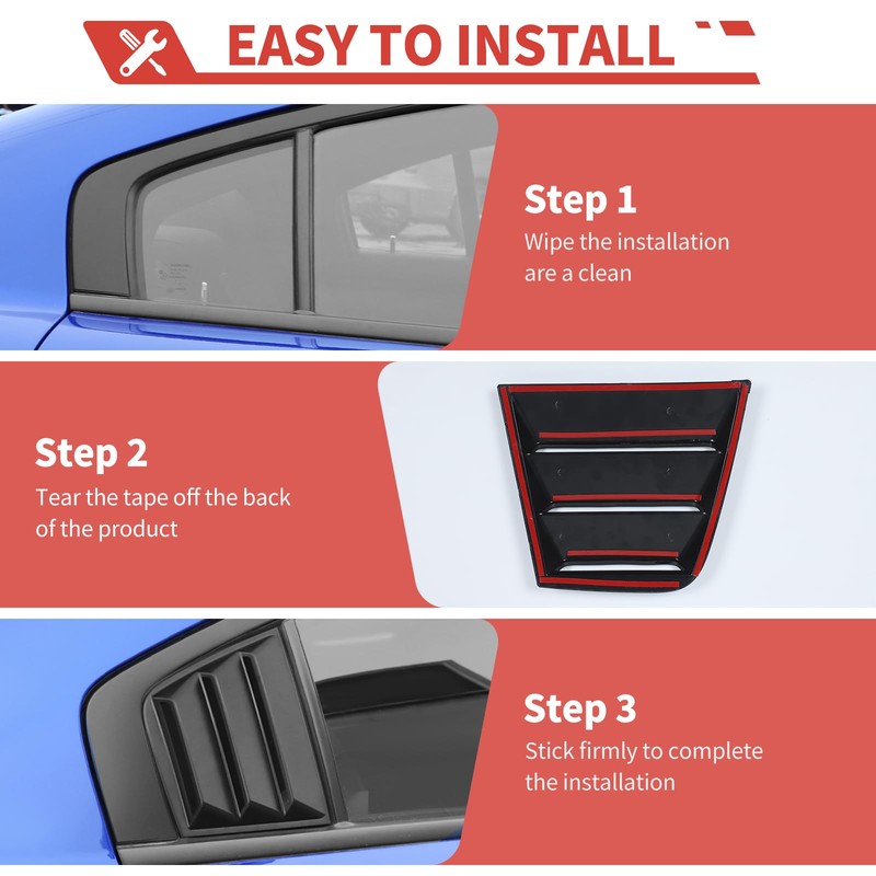amayum Side Window Louvers Cover Shades fit for Dodge Charger