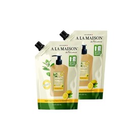 A LA MAISON French Liquid Hand Soap RefilL - Natural Hand Wash Made with Essential Oils - Biodegradable, Plant-Based, Vegan, Cruelty-Free (33.8 Fl Oz Pouch, 2 Pack, Provence Lemon)