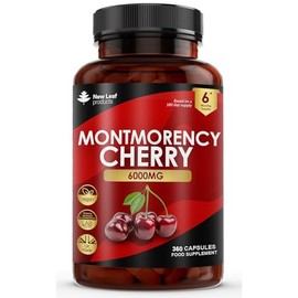Montmorency Cherry 6000mg - 360 Capsules High Strength Concentrate - Natural Tart Cherry Vegan Supplements (not Tablets or Powder) - Non-GMO, 6 Months Supply - (2 per Serving) Made in The UK