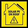 Solar PV On Roof, warning sign - 1mm flexible Plastic sign (200mm x 200mm)