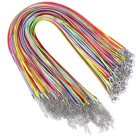 Necklace Cord, 50PCS Waxed Bracelet String with Lobster Clasp 2mm Necklace Chains for Jewellery Making Bracelet DIY Necklaces Pendants Multicolor