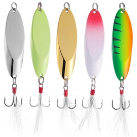 5 Pcs Metal Fishing Lures, Metal Fishing Spoons, Spinner Lures Spoons, Fishing Lure Wobbler, Trout Fish Spoon Bait, Metal Fishing Lures Spoon, for Snakehead, Mandarin Fish, Tilapia Bait, etc