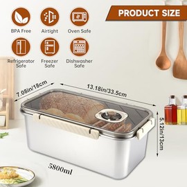 Domigard - Panera hermética para mostrador de cocina, cajas de pan para pan casero, contenedor de almacenamiento de pan con tapa de graba...