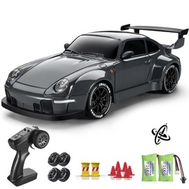ACAMMZAR RC Drift Car Pro Upgraded with Gyro, 1:24 Full Proportional Remote Control Car, 25KM/H 4WD High Speed RC Cars with Lights, Extra Racing Tires, Vehicle for Adults Kids Boys Girls, Gray