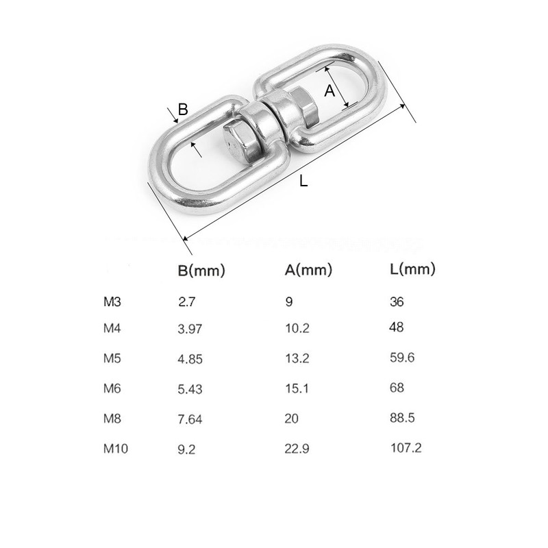 Lind Kitchen 1PCS Double Ended Swivel Hook, 304 Stainless Steel