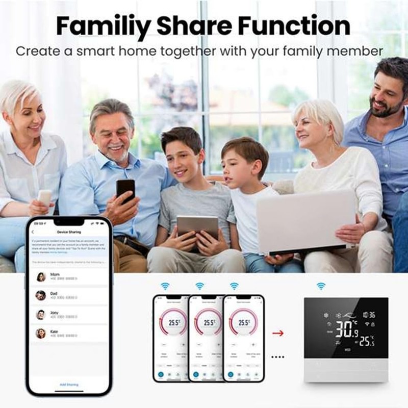 Snblzhef Temperature Controller Voice Tuya WiFi Smart Thermostat 4P Switch