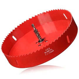 7 inch Hole Saw for Wood, 178mm Diameter HSS Bi-Metal Hole Cutter Circular Drill Bit for Plastic, Drywall, Plasterboard, Fiberglass and Vent Pipe, 3/8” Hex Shank
