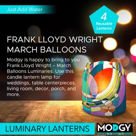 MODGY Luminary LED Lantern Decorative Candle Holder Indoor Outdoor Decor, Plastic Candle Lamp for Wedding Table Centerpiece Porch, Flameless Floating Candles, Frank Lloyd Wright, March Balloons