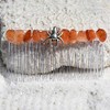 Spider on a Tumbled Orange Carnelian Stone Hair Comb (QTY
