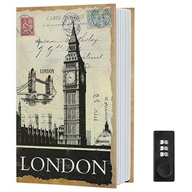 Diversion Book Safe Storage Box,Secret Safe Can with Combination Code,Hidden Safeï¼Stash Safe Box, Secret Safe Containers for Money, Jewelry Documents or Valuables,London