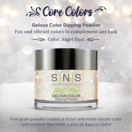 SNS Nail Dip Powder, Gelous Color Dipping Powder - Angel Dust (White/Cream, Glitter) - Long-Lasting Dip Nail Color Lasts 14 Days - Low-Odor & No UV Lamp Required - 1.5oz