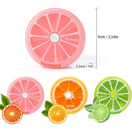 Pill Organizer Travel Pill Container 7 Compartments Weekly Pill Box Round Daily Cute Pill Case for Pills Vitamin Fish Oil Supplements Container