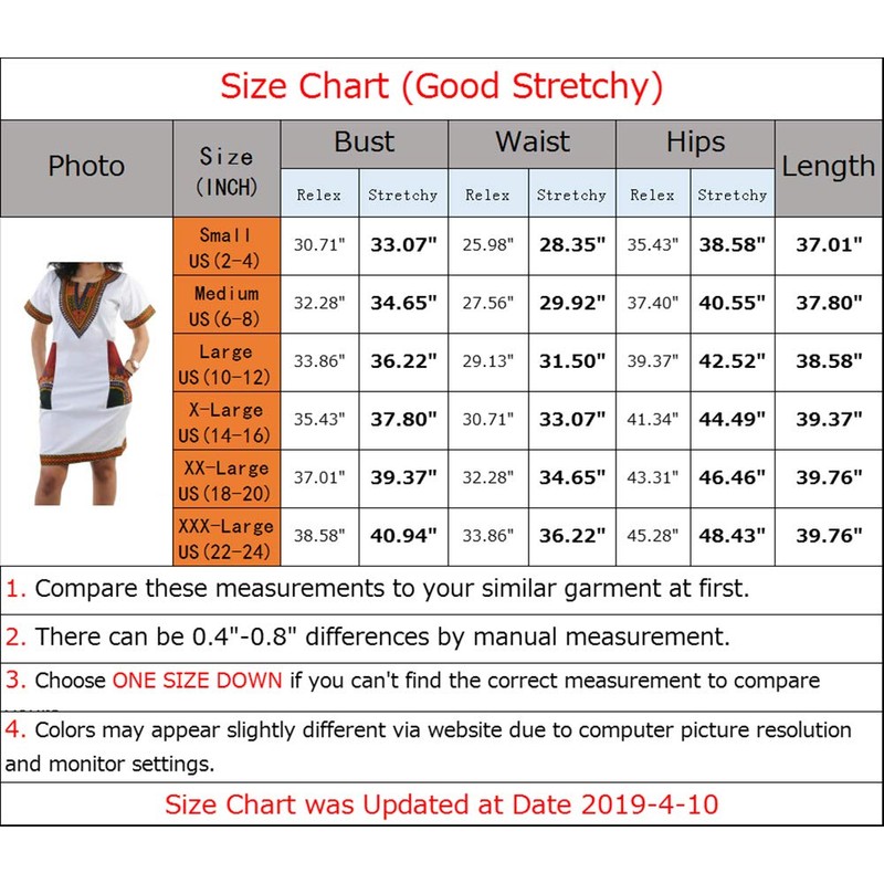 Women's Dashiki African Tribal Bohemian Dresses Short Sleeve Knee Length