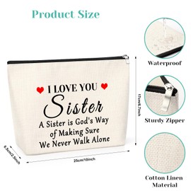 Birthday Gift for Sister from Brother Sister Gift from Sister Cosmetic Bag Sister Birthday Gift Inspirational Gift for Bestie Graduation Gift for Sister Bestie Travel Cosmetic Pouch for Friend Sister