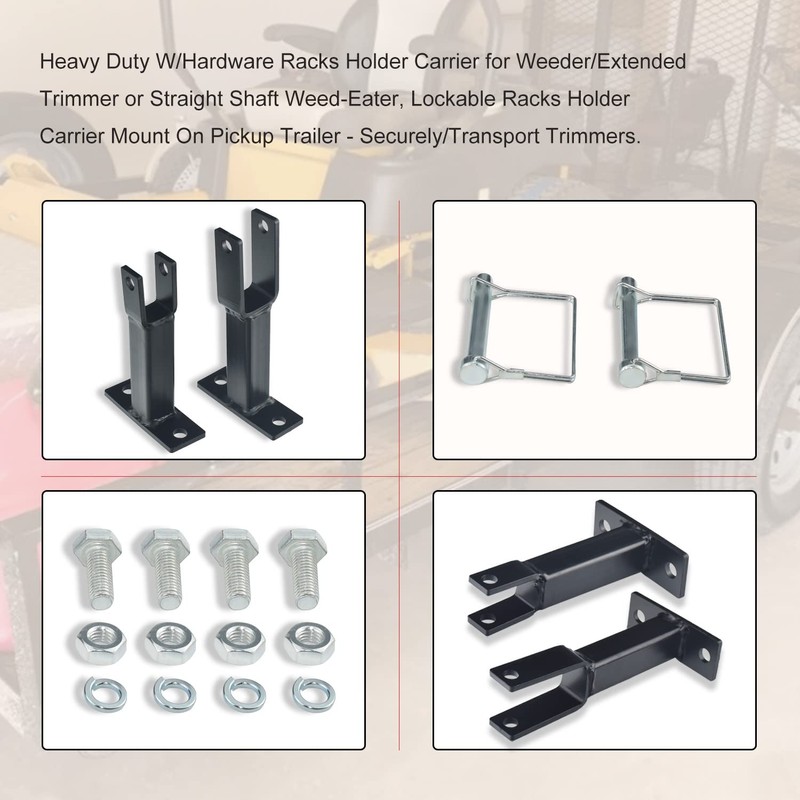 AMTHKNO Heavy Duty Weed-Eater Rack Holder Carrier with Lockable Racks