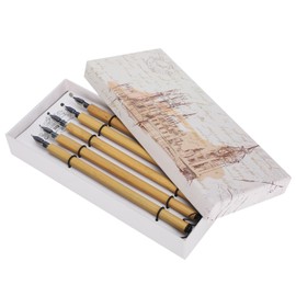5Pcs Dip Pen Manga Calligraphy Boxed Vintage Bamboo Drawing Painting Kit School SuppliesRound Nib