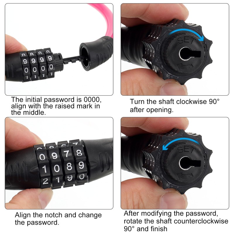 PATIKIL 2.23 Feet Combination Bicycle Lock, 4 Digit Steel Cable