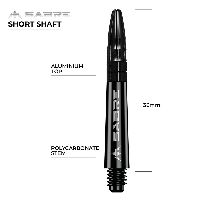 Mission Darts Sabre Shafts | Durable Black Polycarbonate Stems with