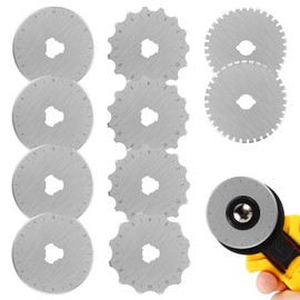 Fxvhojq 10Pcs Crochet Edge Rotary Cutter Blade Set 45mm Perforating Rotary Blade 12/15 Teeth Crochet Skip Blade Rotary Cutter Replacement Skip Stitch Rotary Blade Dotted Line Rotary Blade(silver)