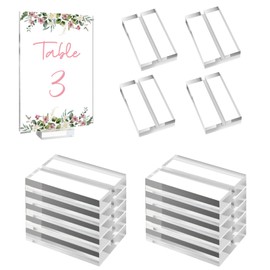 OurWarm 20 Pack Acrylic Sign Holders with Slot, Clear Acrylic Stands for Display, 3*5 cm Place Card Holders Perfect for Wedding, Table Number, Exhibition, Office, Restaurant, Business