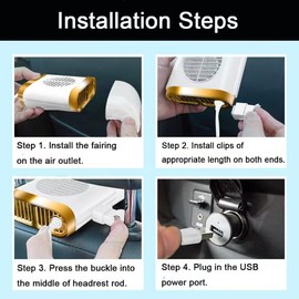 CYDZSW 12V Car Seat Clip Fan,Carseat Window Portable AC 12 Volt Fans for Baby,Front seat USB Powered Fan for RV(White)