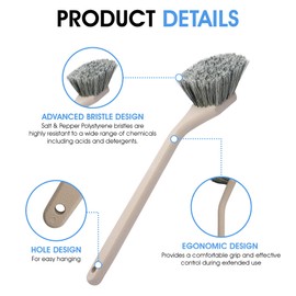 Nanoskin Professional 20 Inch Angled Brush with Salt & Pepper Polystyrene Bristles - Car Detailing and Cleaning Tool for Auto, Boat, RV Exterior & Wheels | Acid/Detergent Resistant, Ergonomic Handle