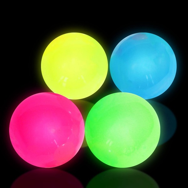 4 Pcs Ceiling Balls Glowing Sticky Balls, Stress Balls Glow