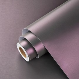 Wallercity Gradient Purple Color Stainless Steel Contact Paper for Appliances Countertops Waterproof Fridge Vinyl Wraps Metal Brushed Purple Wallpaper for Dishwasher Metallic Wall Paper 15.8''x78.7''
