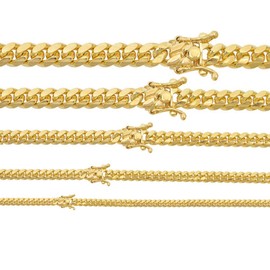 HarlemBling Miami Cuban Link Chain Or Bracelet - 14k Gold Plated Real Solid 925 Silver Necklace - Box Lock Cuban Link 4-10.5mm - Italy (8, 5mm Wide)