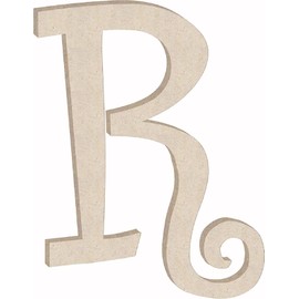 Unfinished 6 Inch Wooden Letter R Curlz Font, Blank Wood Alphabet Girl Letters for Nursery Wall Decor, Paintable Crafts